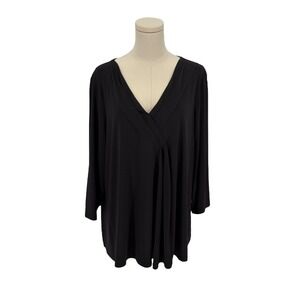 Lane Bryant Black V Neck Wrap Style Top 18/20 Plus Size Polyester Spandex